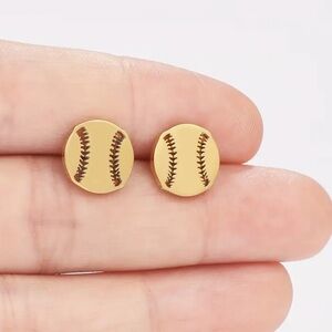NEW Dainty Baseball Softball stud Earrings Gold color Boutique